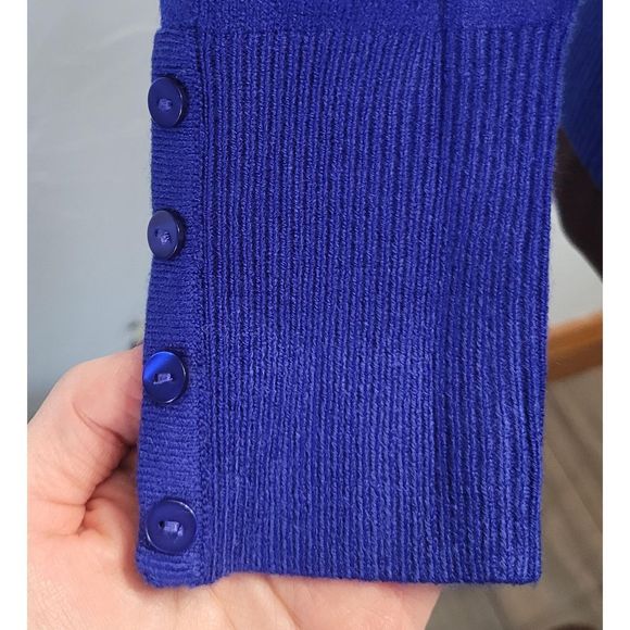 JM Collection Petite Blue Turtleneck - cozy yarn sweater - Picture 2 of 2